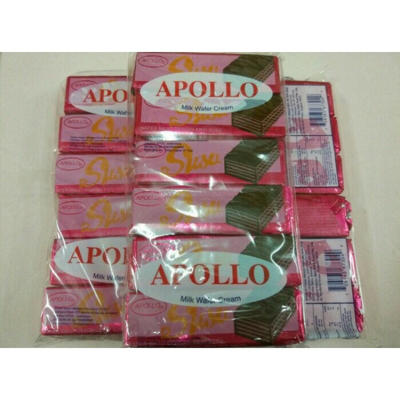 

Apollo wafer cream isi 12pc rasa coklat dan susu