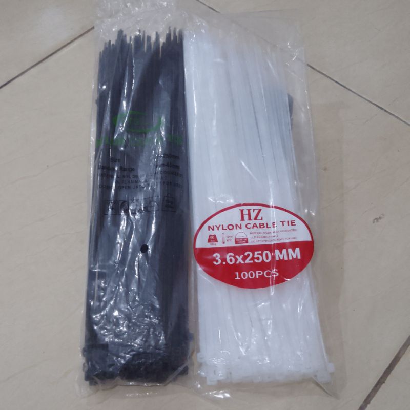 

Kabel Ties 3.6 x 250mm 25cm (100pcs) Cable Tie - Putih / Hitam