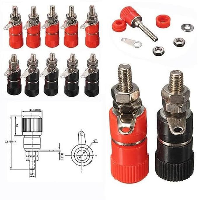 

Terminal Binding Post Banana plug jack connector Merah hitam BA-77B sincer02 Ayo Order