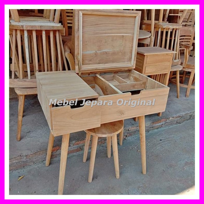 Meja Rias Retro Minimalia Kayu Jati - Meja belajar Jati Mentahan Murah