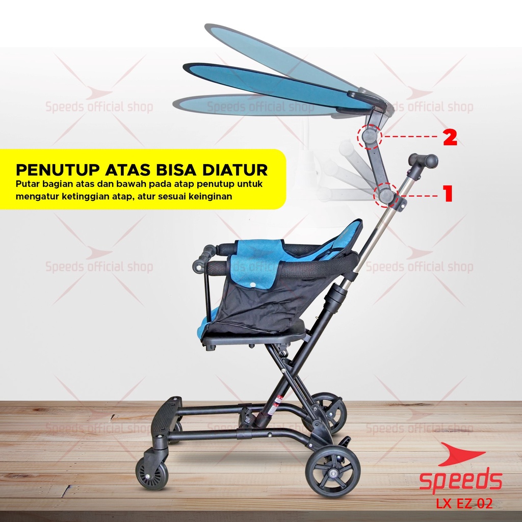 SPEEDS Stroller Anak Full Cover  Portabel Premium Newborn Baby Stroller Travel 2 Fitur Lengkap Kereta Dorong Bayi LX 073-3