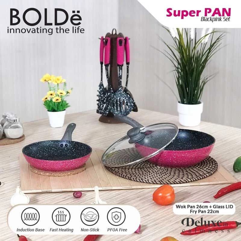 Super PAN Granite 5 pcs Sets BLACKPINK Original BOLDe FREE Spatula &amp; Sponge