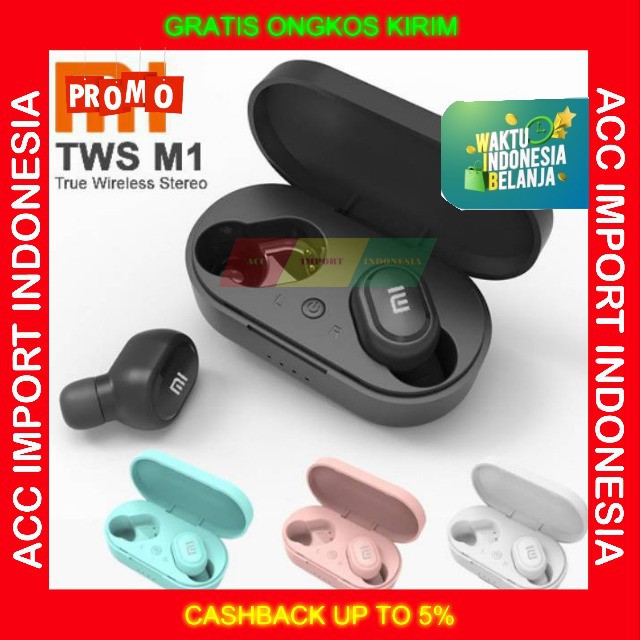Headset Earphone Earbuds Airpods Xiaomi Pink Samsung Oppo Bluetooth TWS M1 Wireless Original