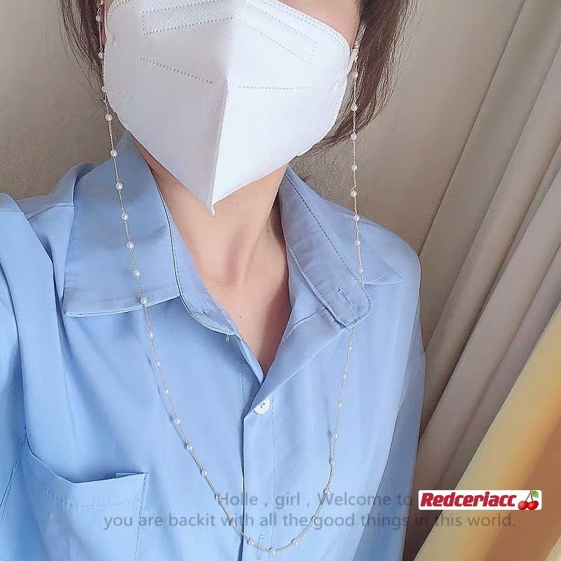 Tali masker kalung rantai mutiara gantungan masker