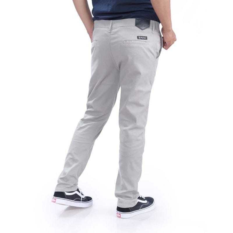 Celana Bahan Pria Cotton Pants Formal Kantor Polos Big Size Bigsize Stretch Hitam Putih Cell