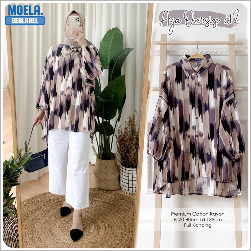 Atasan kemeja Oversize Pattern cantik (Aya #1 dan #2)