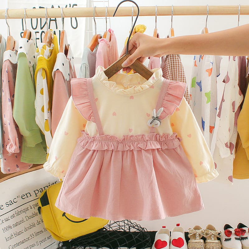 Bayi - 2 Tahun | Dress Bayi Ahreum - Dress Anak Perempuan Kualitas Import Premium Gaya Overall - Baju Style Korean Anak Cewek