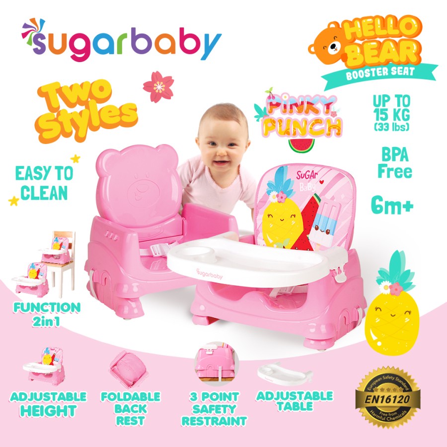 Booster Seat Sugar Baby Hello Bear /  Booster Seat Pliko Folding With Pad Cover / Sugar Baby 4in1 Sit On Me Folded Booster &amp; Chair