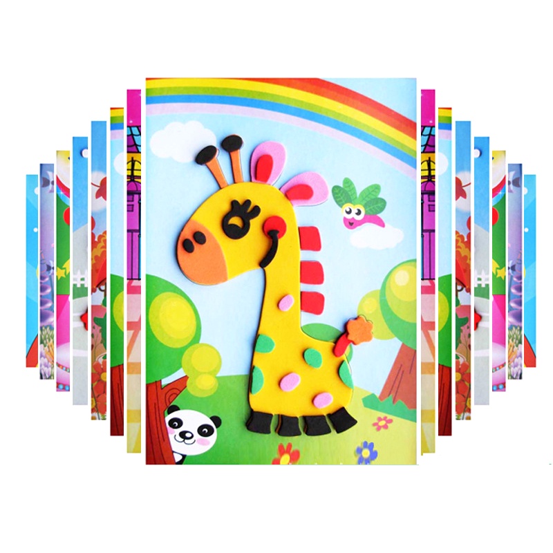 10Pcs Stiker Puzzle 3D Bahan Busa EVA Untuk Edukasi Dini Anak