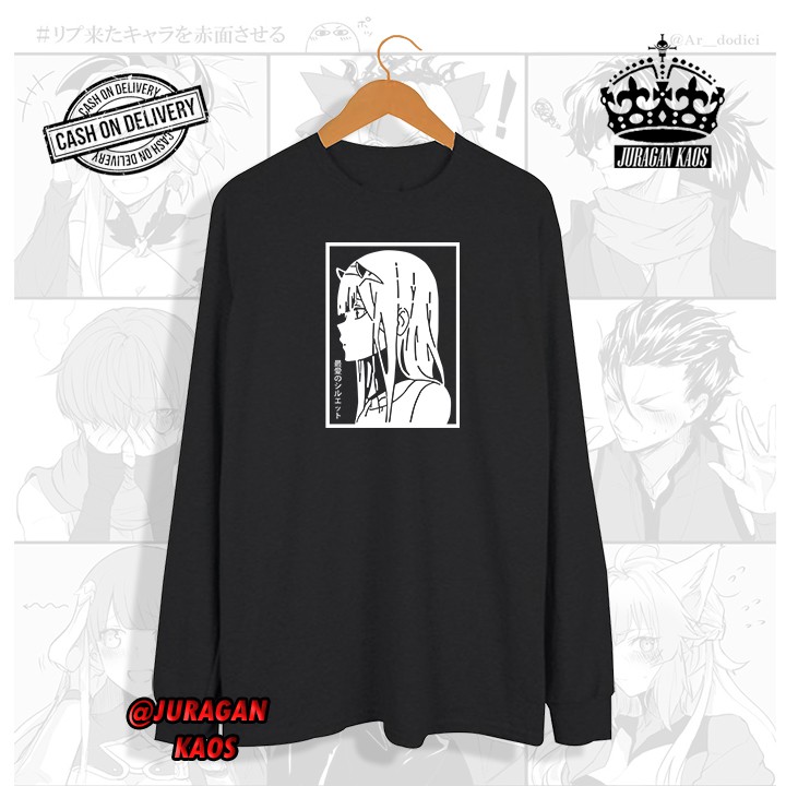Kaos Anime Two Zero Franxx Darling Siluet - Kaos Lengan Panjang Pria- Longsleeve - Baju Anime Jepang
