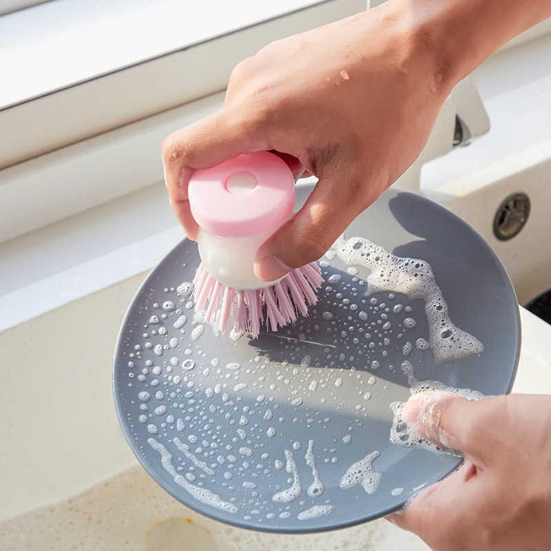 Pembersih Dapur Tahan Lama Sikat Scrubber Wastafel Tahan Lama Panci Otomatis Tambah Cairan Pencuci Mangkok Piring Sikat