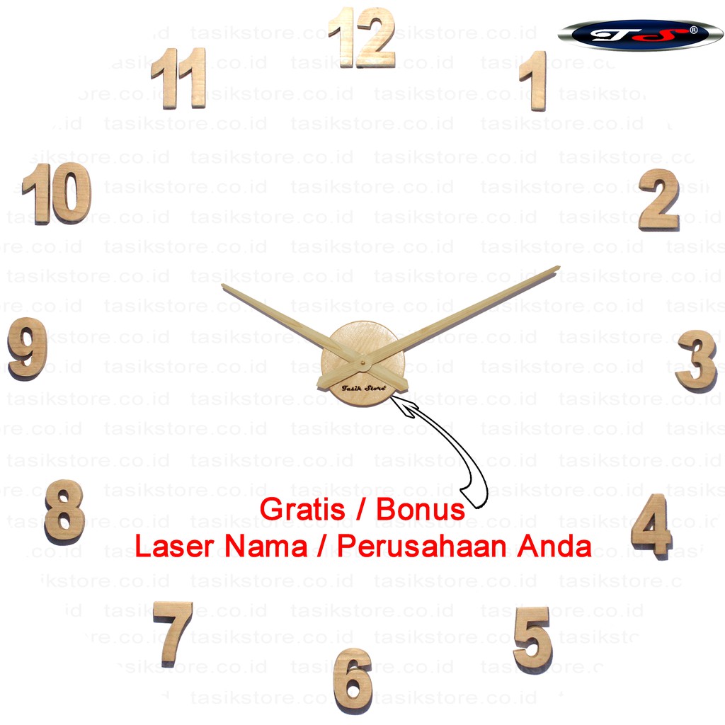 Jam Dinding Besar Raksasa Jumbo Unik DIY Clock 3D Giant Wall Asli Kayu Jati Belanda Model Angka Arab