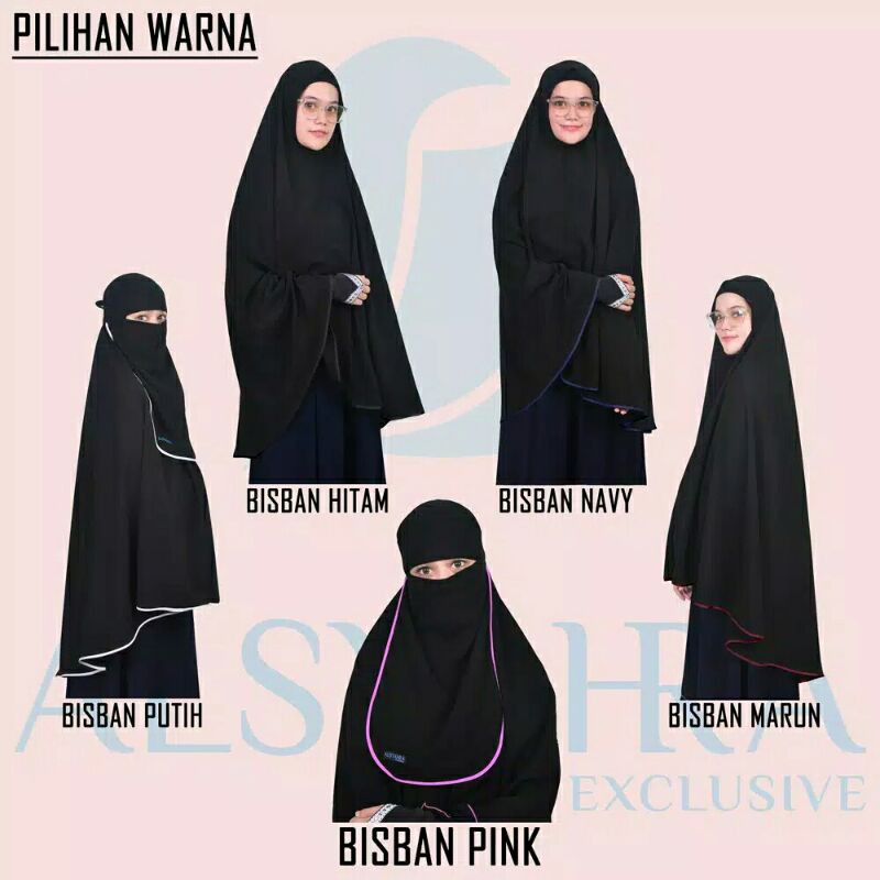 Alsyahra Exclusive Set Khimar Bisban Niqab Bandana Jetblack