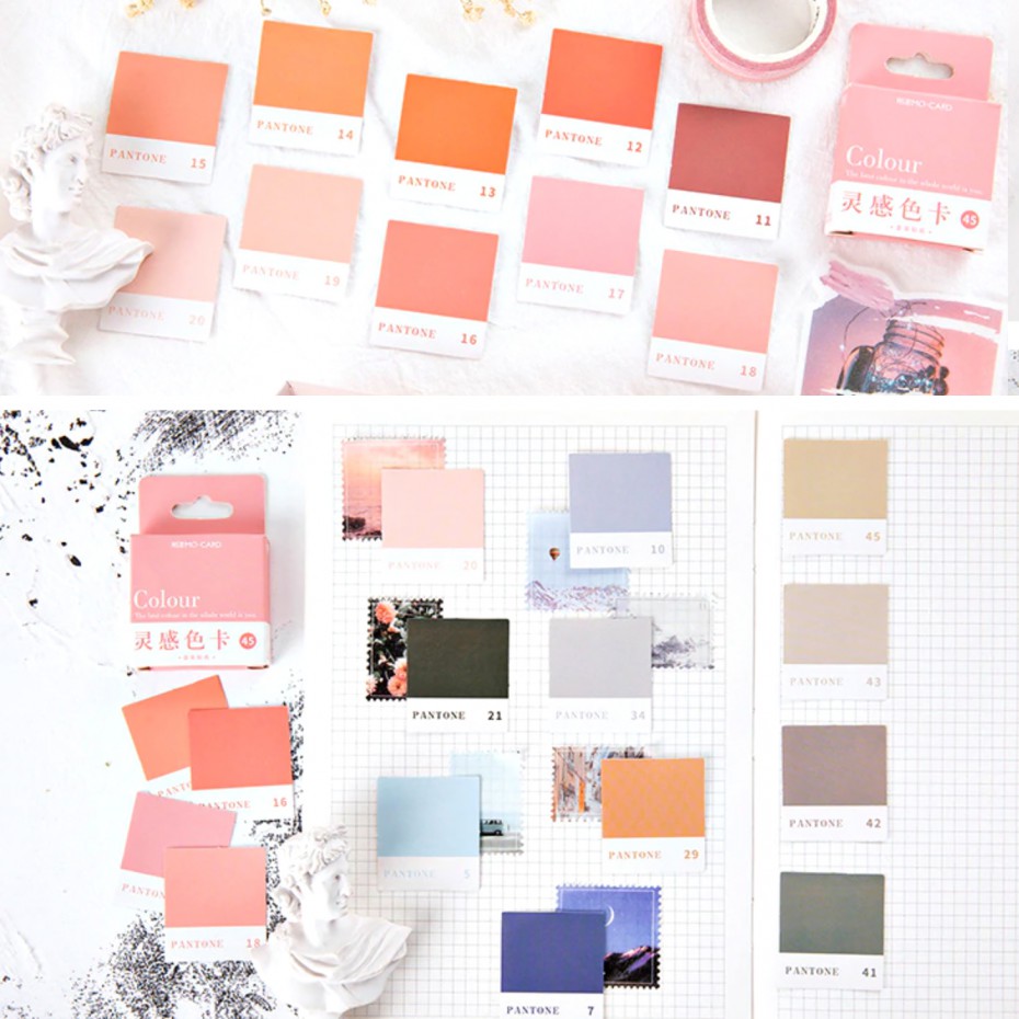 

PANTONE COLOR CHART FLAKE STICKERS 45PCS UNTUK JOURNAL/NOTES/SCRAPBOOK