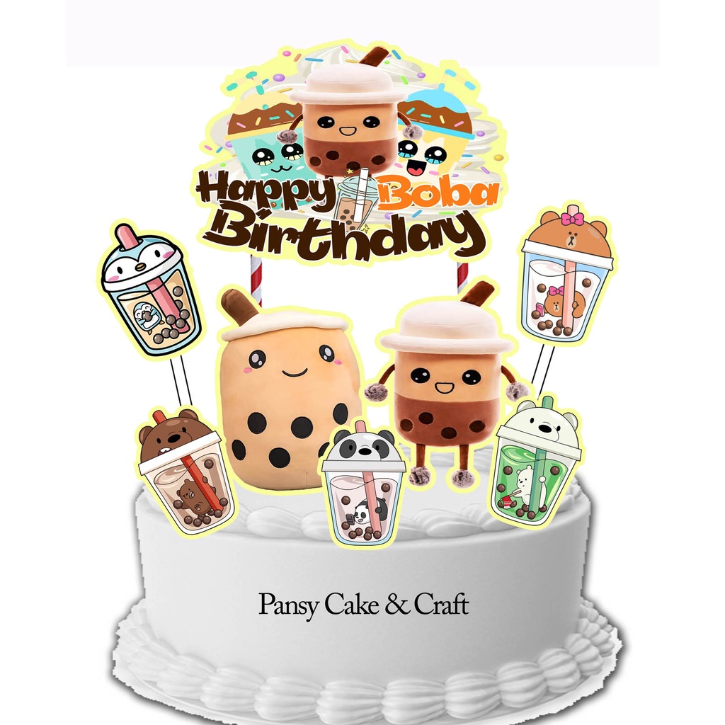 Cake topper Bubble tea / Boba tea / Milk Tea Big EKONOMIS