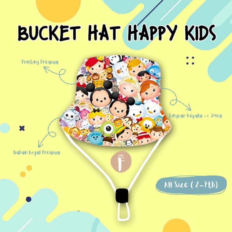 BUCKET HAT HAPPY KIDS 2-7thn