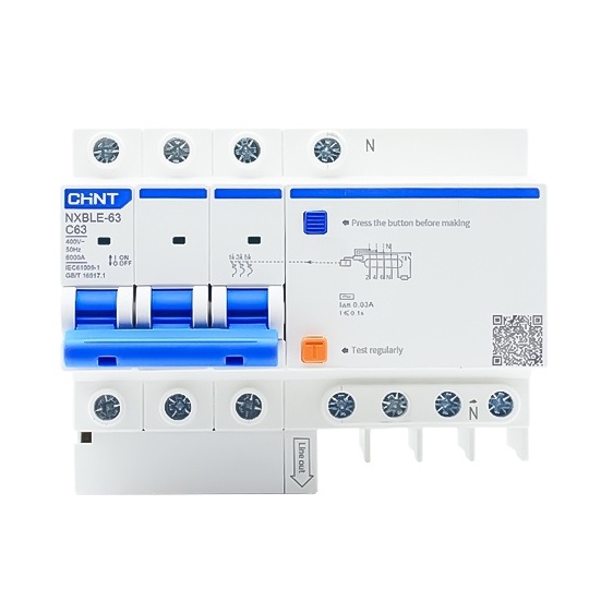 CHINT RCBO NXBLE-63 1P+N  2P 3P+N 6A 10A 16A 20A 25A 32A 40A 50A 63A (30mA)