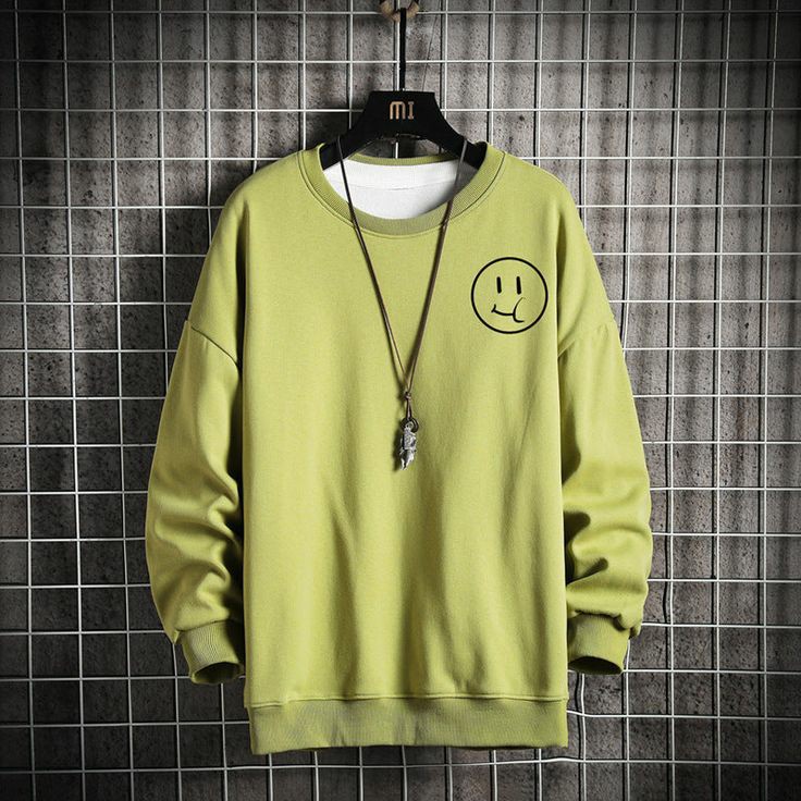 SWEATER BASIC CREWNECK SMILE PRIA WANITA BAHAN FLEECE TEBAL UKURAN S M L XL XXL XXXL