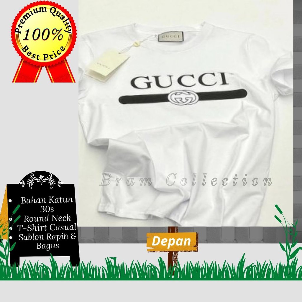 Baju Distro Kaos Distro T-Shirt Distro Premium Branded Gucci Unisex Atasan Pria Wanita