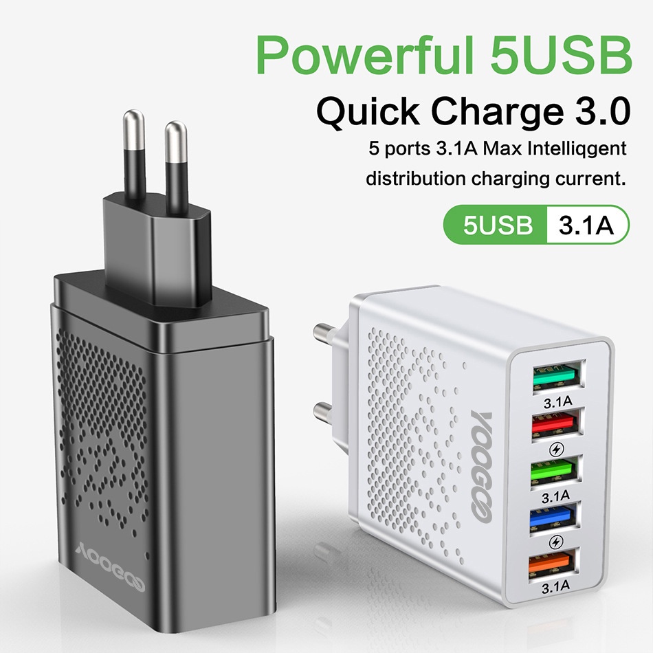 Original 5 Port Quick Adapter Charger 3.1A Fast Charging 5 USB