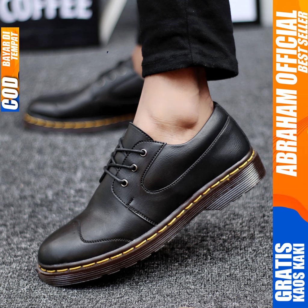 Abraham Wingtif - Sepatu Boots Pantofel Pria Low Boot Docmart Hitam