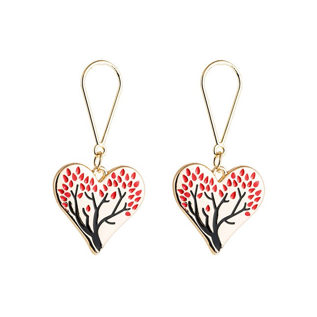 LRC Anting Gantung Fashion Red Love Drop Tree Earrings D70576