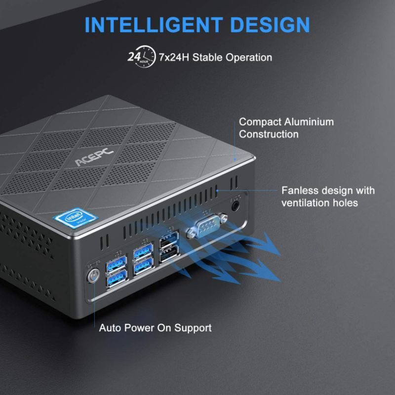 Mini PC CK6 Intel Core i5 4200U 8GB/128GB SSD 4K HDMI VGA DP Windows10