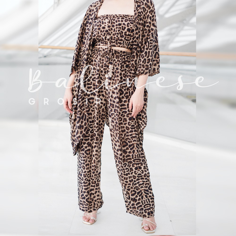 SETELAN KARDIGAN LEOPARD PREMIUM / ONE SET OUTWEAR CARDIGAN / CARDY CARDI OUTER OVERSIZE LORENG