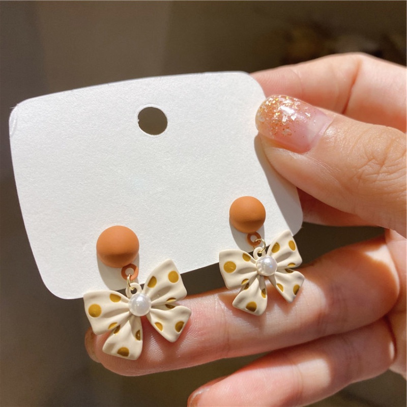 Anting Tusuk Bentuk Polkadot Orange Untuk Wanita Korea Aksesoris Telinga Lucu