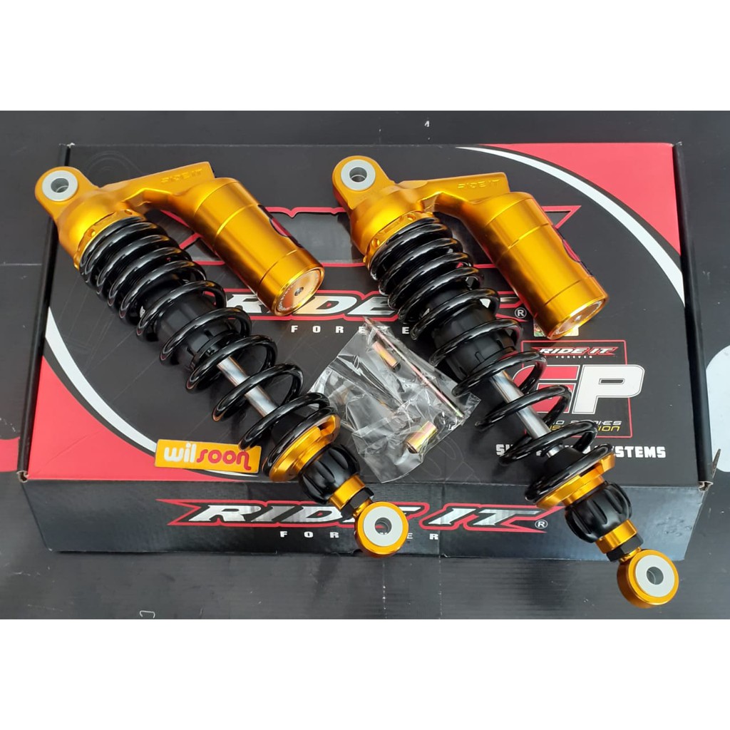 Shock Absorber / Shockbreaker Belakang Tabung Ride It Premium Series GP299 320mm Black Gold