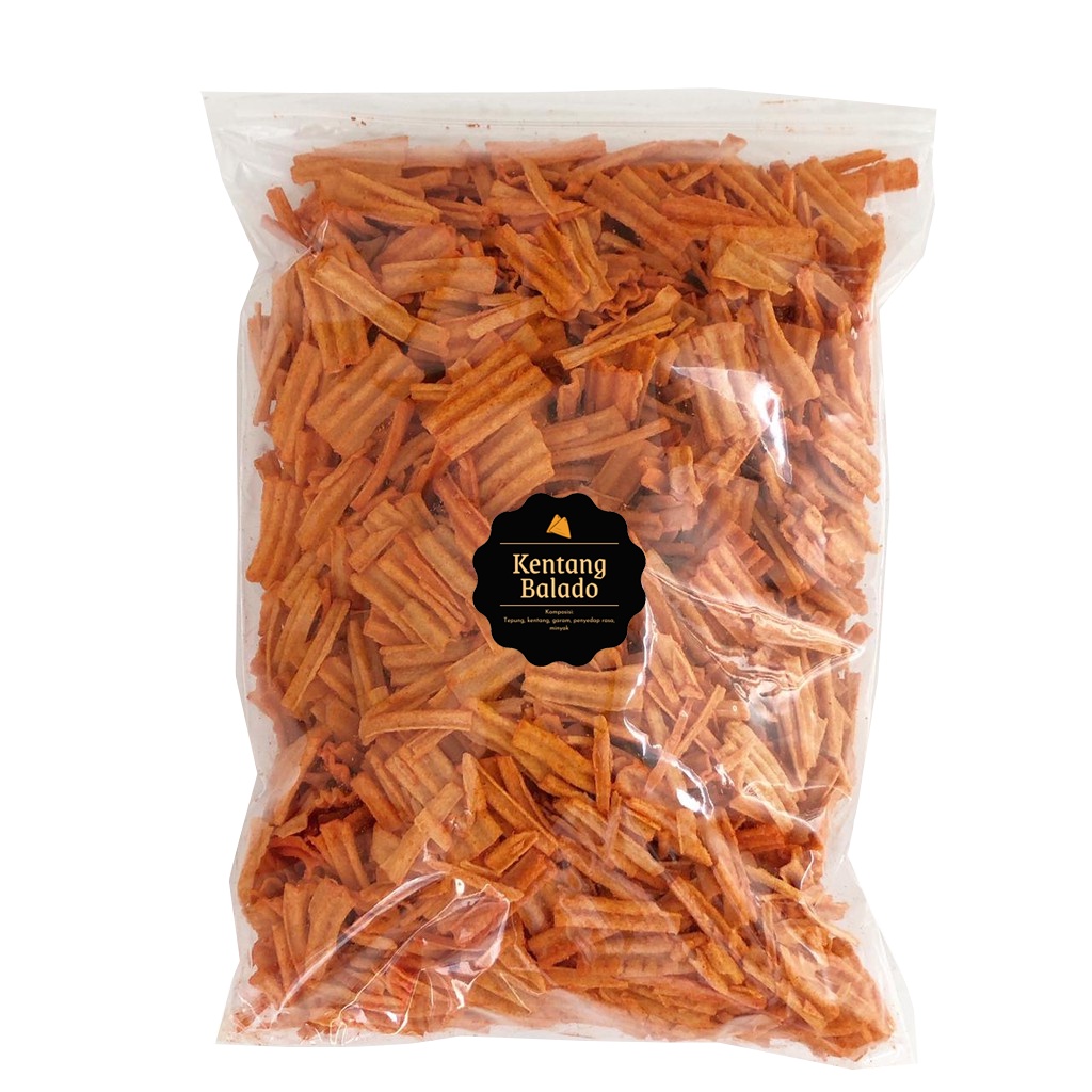 [DELISH SNACKS] Keripik Kentang Balado (Grosir) 500gr / Snack Cemilan Kilo Kiloan / Camilan Pedas