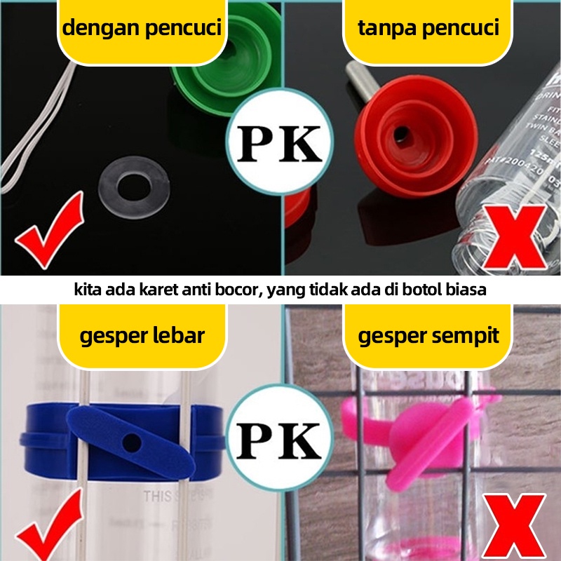 Dot Kelinci Warna Berbilang 80ml Cetakan Botol Minum Dot Nosel Dispenser Air Gantung Otomatis