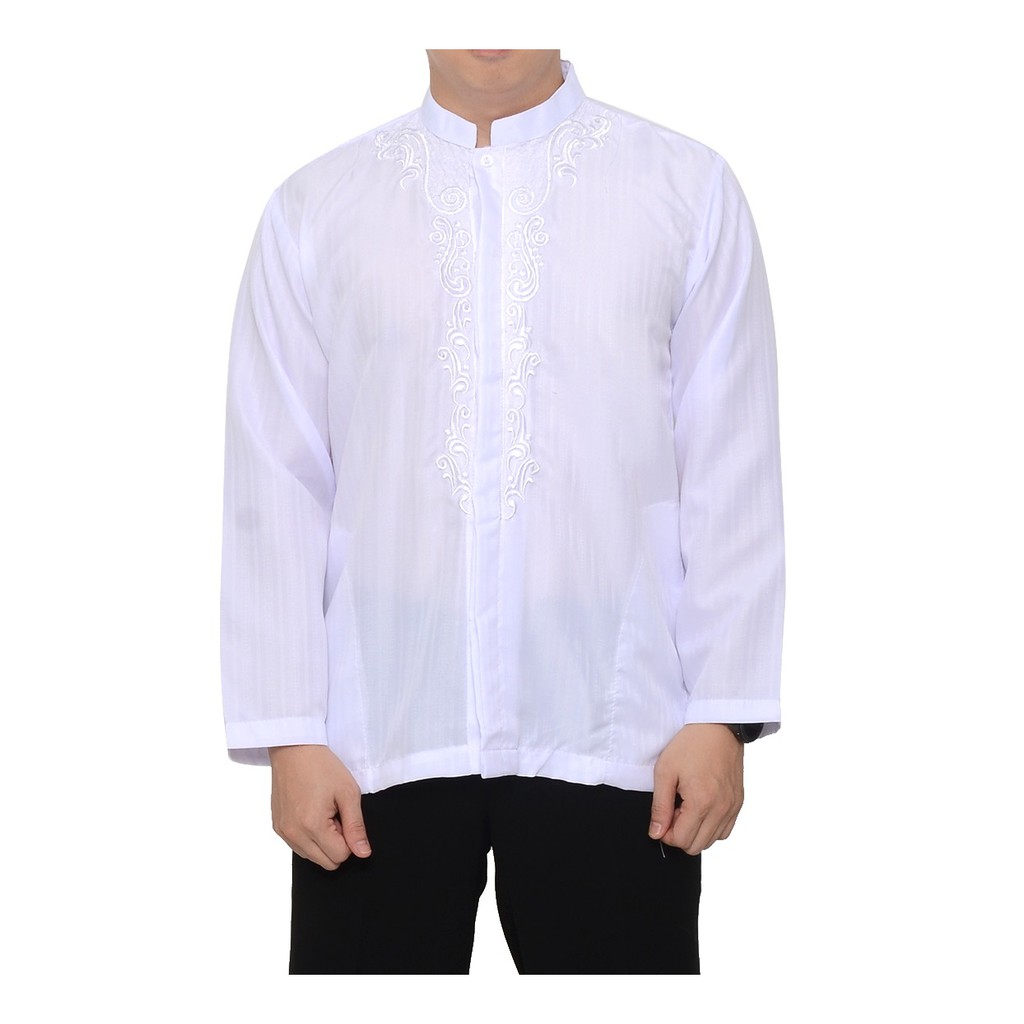 FITYA STORE Baju Koko Putih bordir Koko Bordir Baju Koko Pria Baju Koko BordirKoko Bordir Lengan Pan