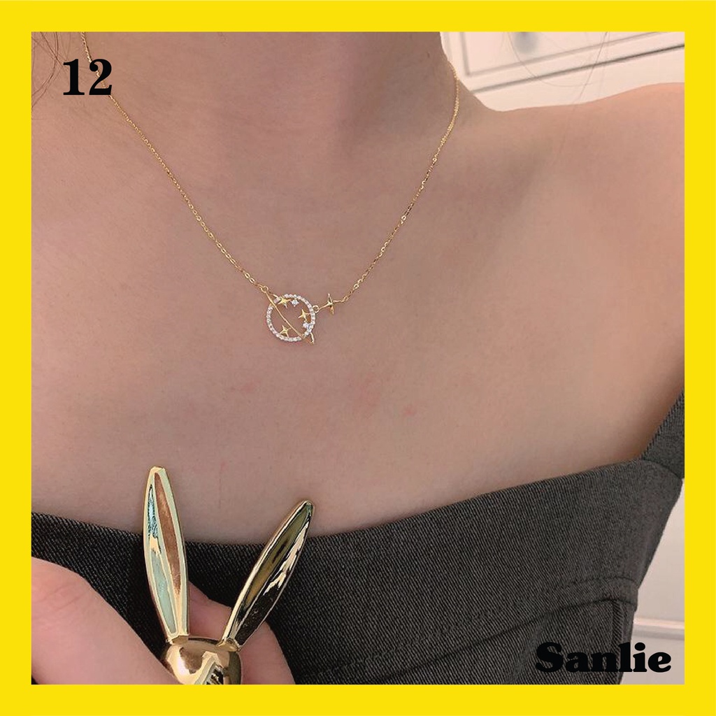 Sanlie Kalung Titanium Wanita Korea  Kalung Liontin Fashion Murah Model Bintang 12