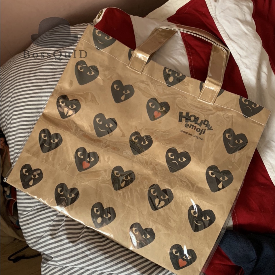 Comme Des Garcons CDG Tote Bag in Kraft Plastic Emoji