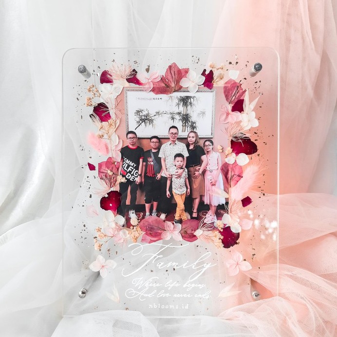 Pressed Flowers Acrylic Placard / Plakat Akrilik / Bunga Kering