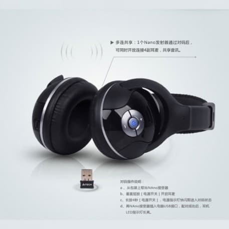 Headset a4tech rh500 wireless multi link stereo bass with microphone rh-500 - Headphone gaming