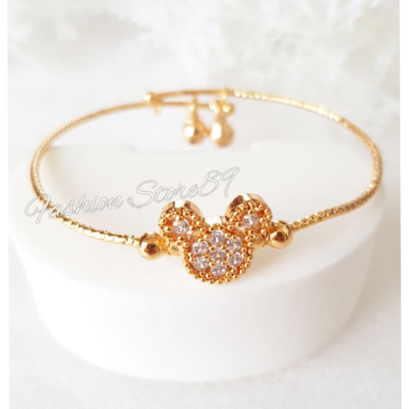 Gelang Bangle Mickey Minnie Impor Xuping Yaxiya Perhiasan lapis emas 18k