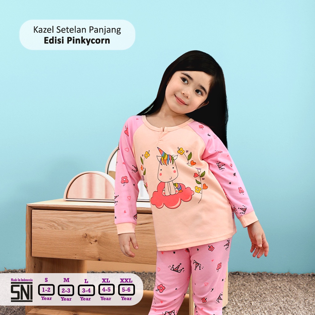 Kazel Piyama Panjang Anak 1-5 Tahun / Setelan Baju Tidur Motif Anak SML XL XXL By Kazel