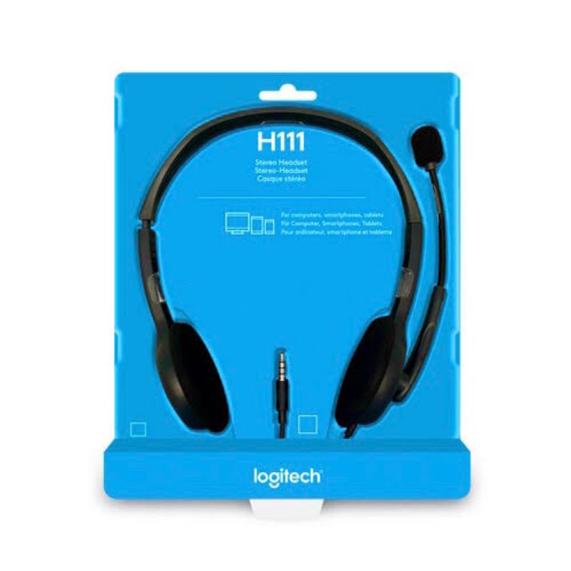 Headset Stereo Logitech H111 With Mic Original Headphone Logitech