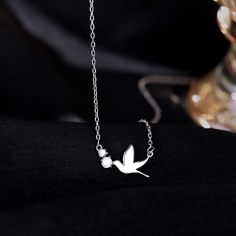 Fashion Peace Dove Pendant Necklace Kalung Korea Bird Silver Chain Necklaces for Women Jewelry Gift