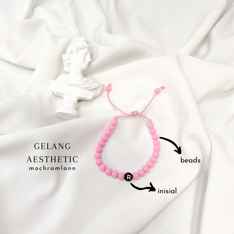 GELANG MANIK BULAT PASTEL FREE INISIAL