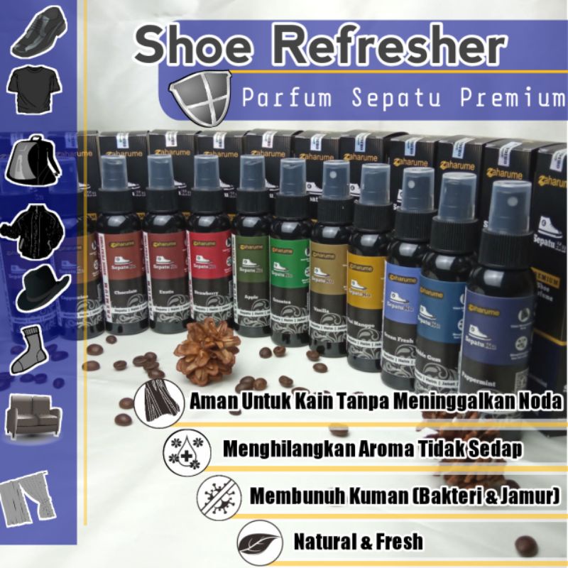 Zaharume Parfum Sepatu Helm Shoe Refresher Parfum Anti Bau Apek &amp; Bakteri Premium Pengharum Sepatu