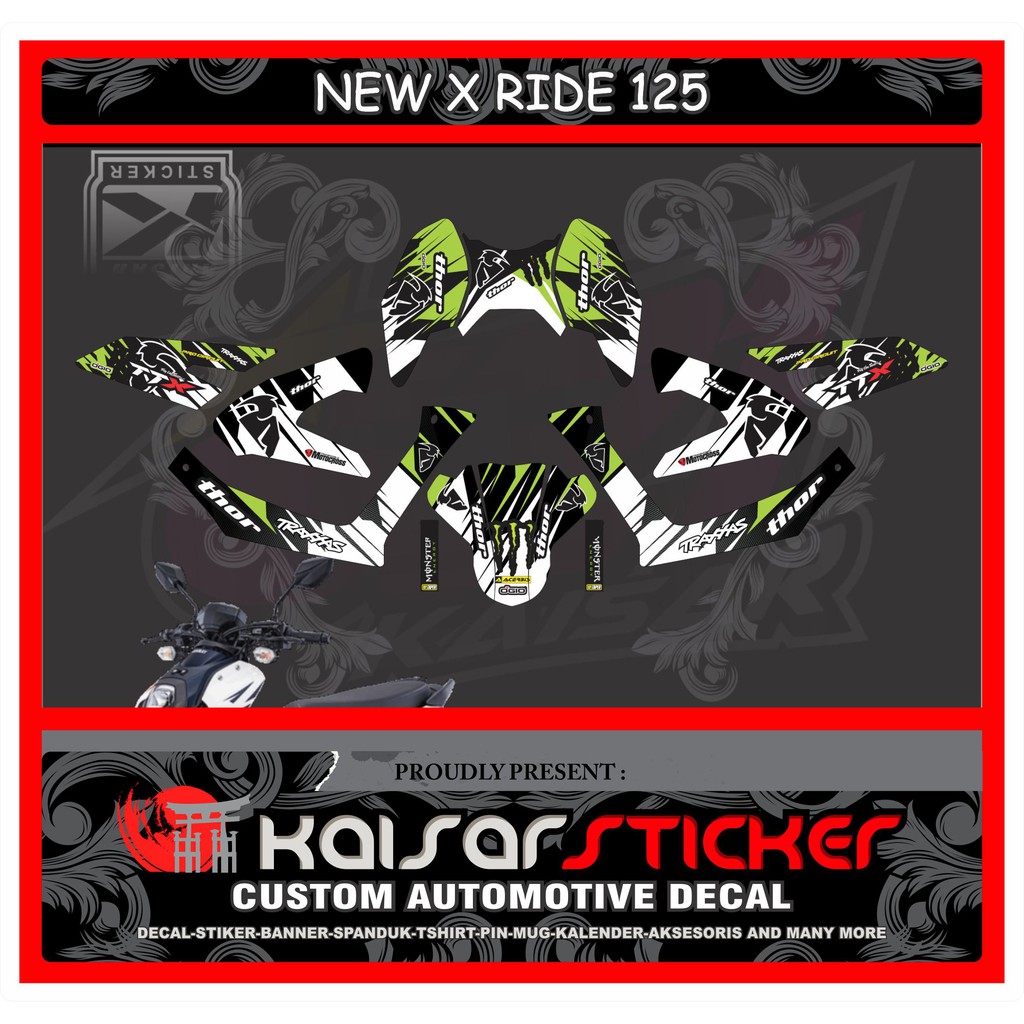 STICKER MOTOR YAMAHA X RIDE 125 FULL BODY HIJAU
