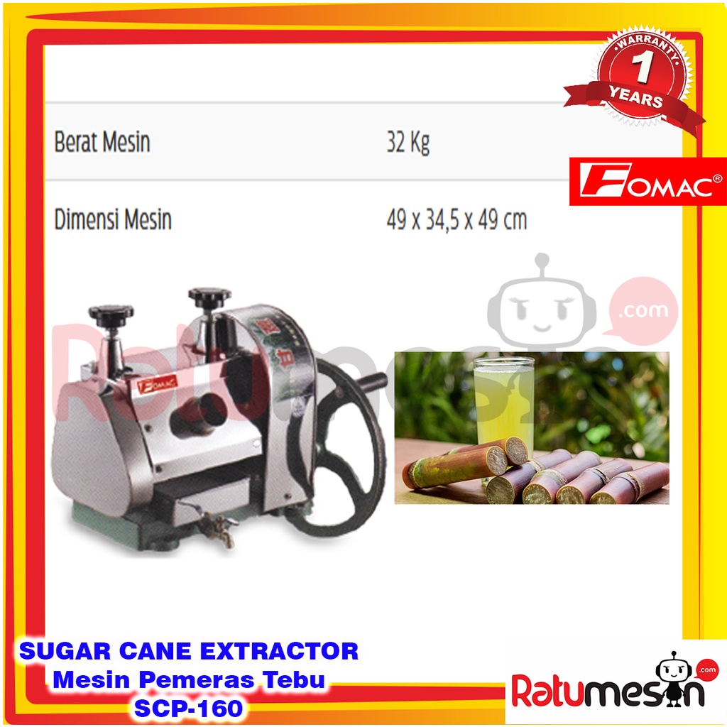 Sugar Cane Extractor / Mesin Pembuat Es Tebu SCP-160 FOMAC - Manual