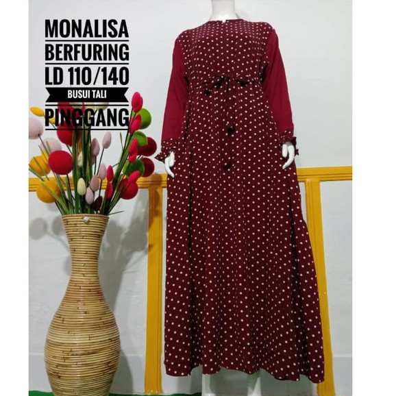 GAMIS MONALISA VELISIA polos polkadot KOMBINASI wolfis motif baju wanita cewek abaya hamil menyusui