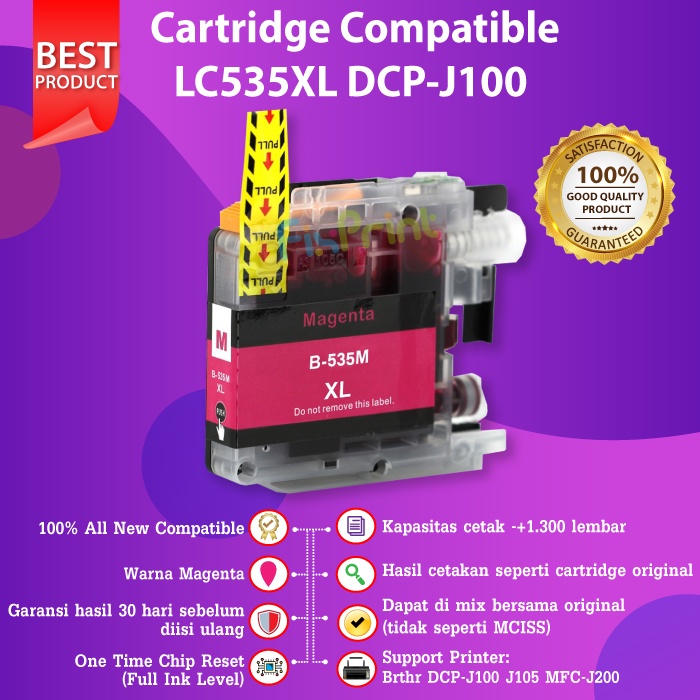 Cartridge Tinta Compatible LC535XL LC 535XL Brther DCP-J100 J105  MFC-J200 Black Cyan Magenta Yellow