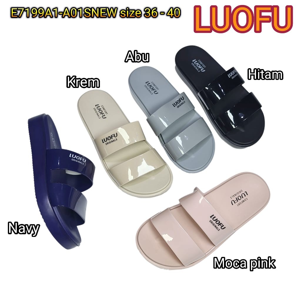 jelly sandal wanita slop ban 2 luofu karet import sendal cewek E7199A1-A01SNEW