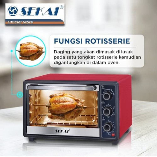 SEKAI Oven Listrik Low Watt Kapasitas 24L UkD / 21L UkL OV 210 Rorisserie Garansi Resmi