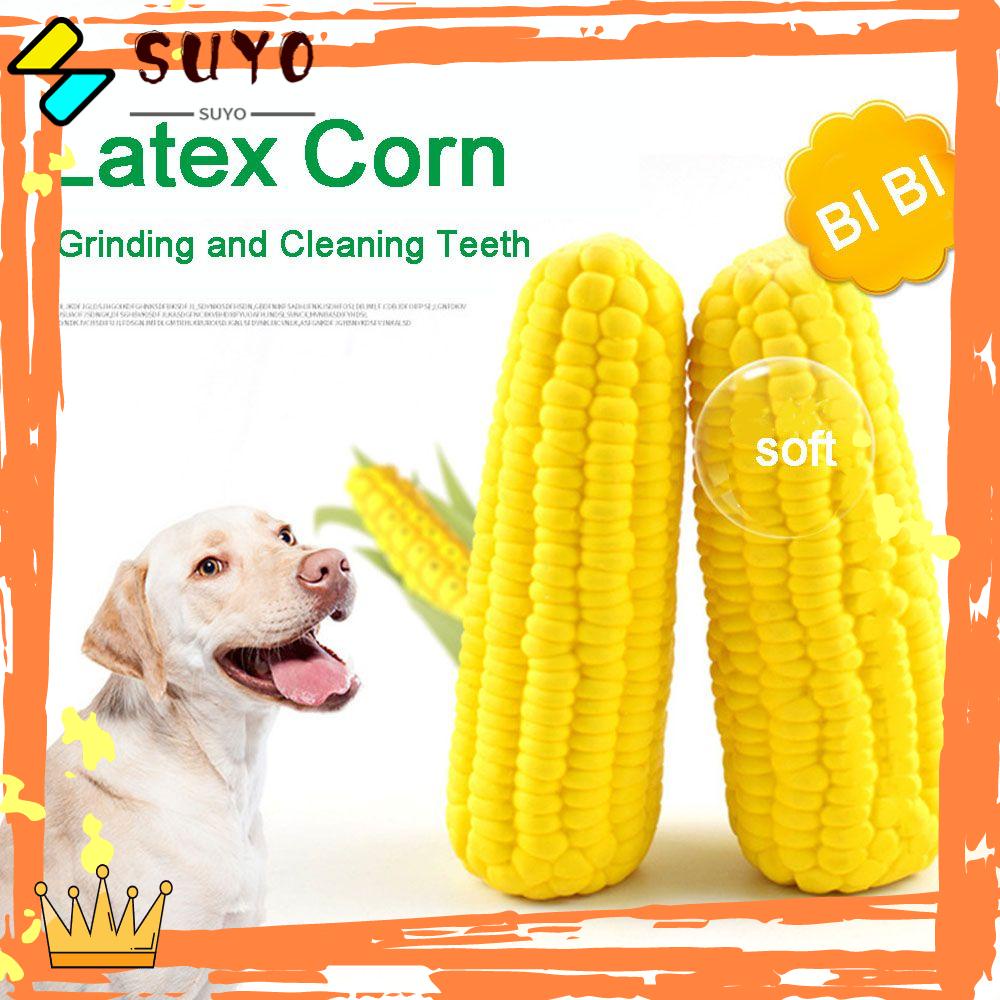 Suyo Mainan Kunyah Interaktif Bentuk Jagung Bahan Latex Tahan Lama Untuk Anjing